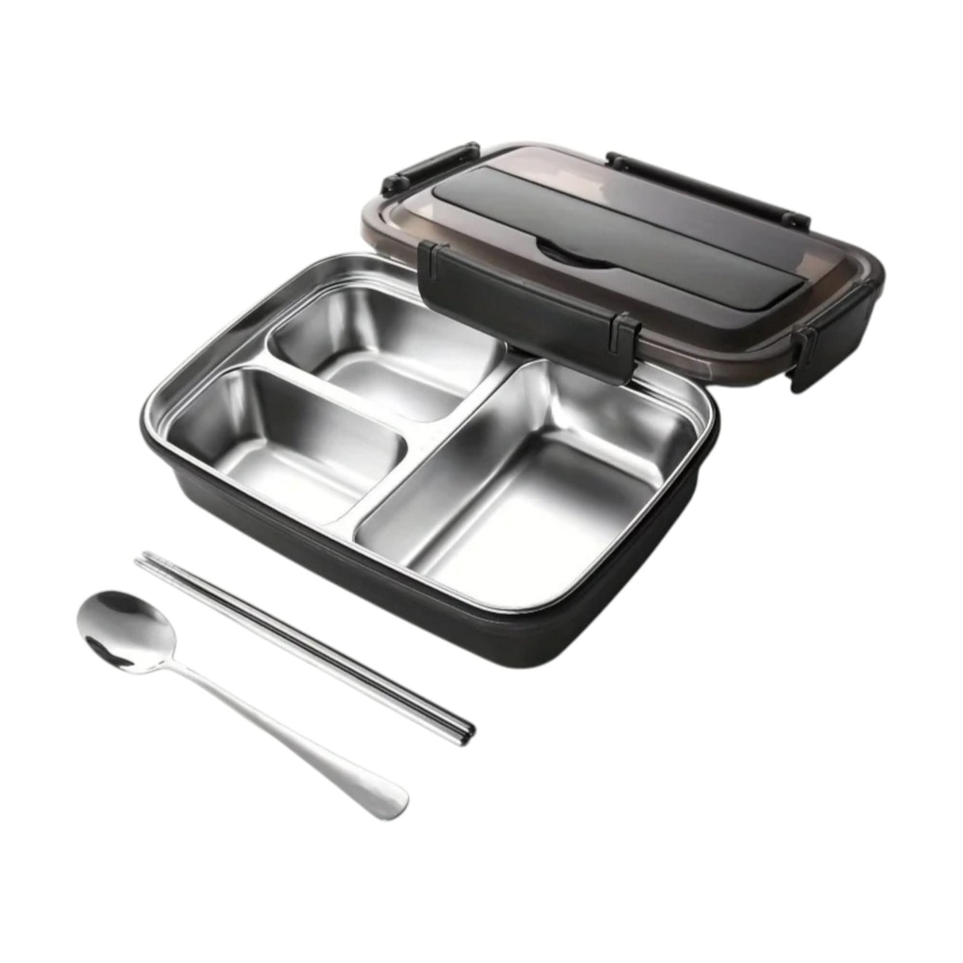 RVS Lunchbox Met Vakken | Lekvrij 1500ml Inclusief Bestek | Vaatwasserbestendig - KidsKorner