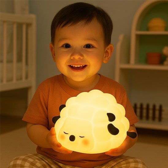 Schaapje Nachtlampje Baby en Kind - Muisstil en Dimbaar - KidsKorner
