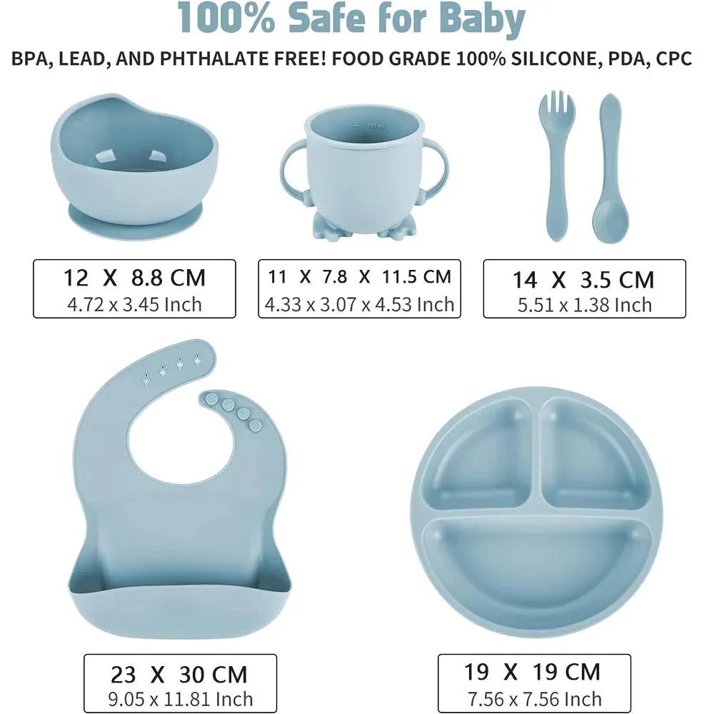 Siliconen Baby Eetset Met Zuignap En Slab BPA - vrij - KidsKorner