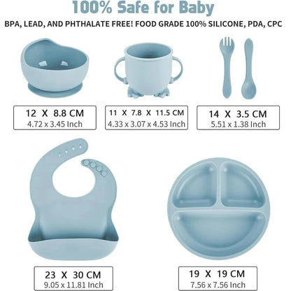 Siliconen Baby Eetset Met Zuignap En Slab BPA - vrij - KidsKorner