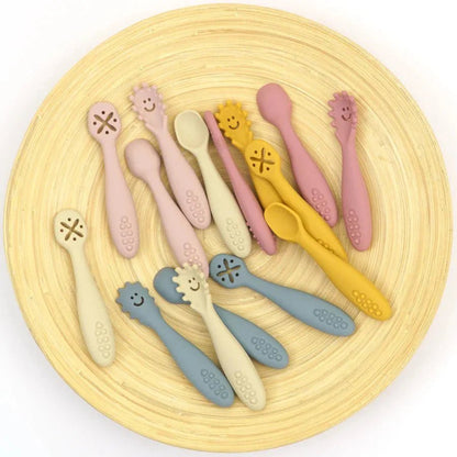Siliconen Babybestek Set 3 - Delig Met Lepel En Vork - KidsKorner