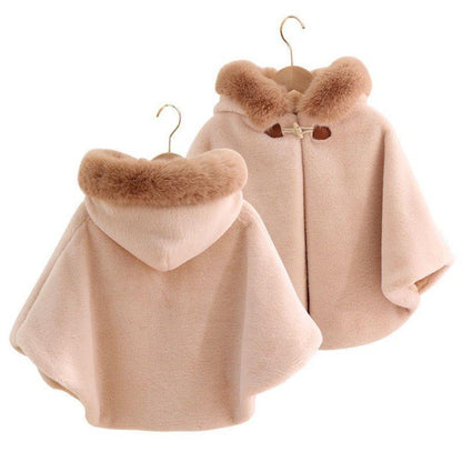 SneeuwLina Teddy Cape Meisje - Poncho Met Capuchon - KidsKorner