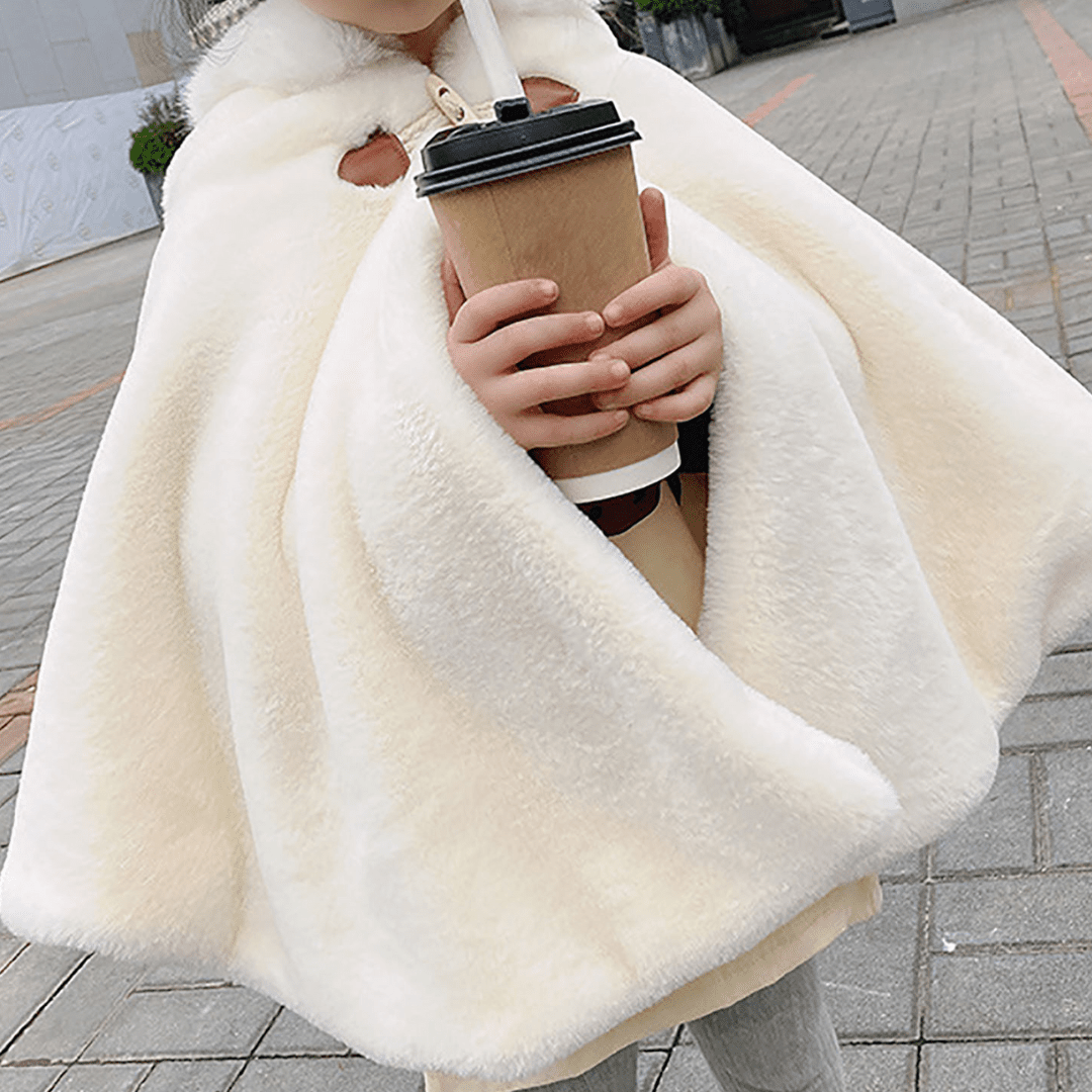 SneeuwLina Teddy Cape Meisje - Poncho Met Capuchon - KidsKorner