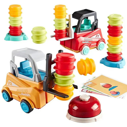 Vorkheftruck Stapelspel Met Bel En Opdrachtkaarten – Kleuren Sorteren 3–6 Jaar - KidsKorner