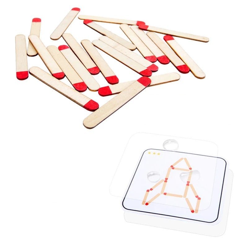VormSticks Montessori Vormenpuzzel Met Houten Stokjes En Kaarten - KidsKorner